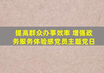 提高群众办事效率 增强政务服务体验感党员主题党日